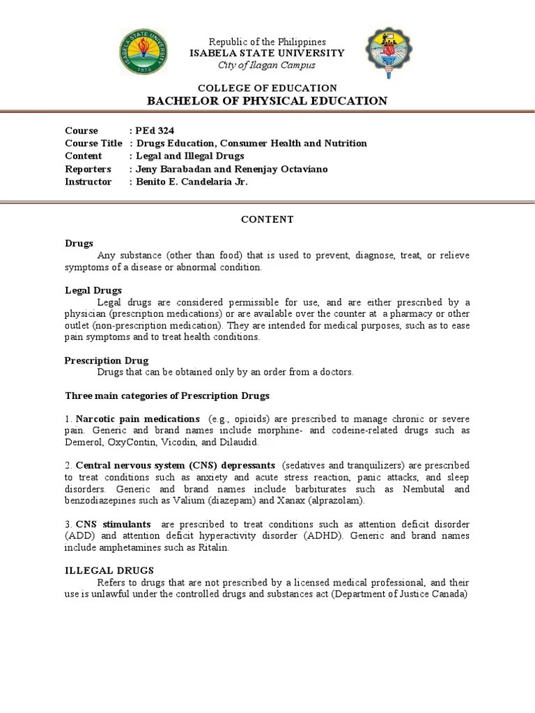 Legal and Illegal Drugs | PDF | Drugs | Stimulant