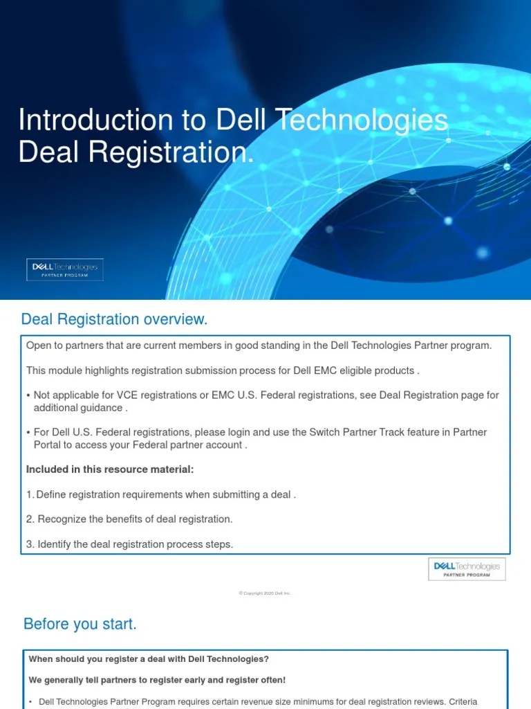 Dell EMC Deal Registration How To Training 1 PDF