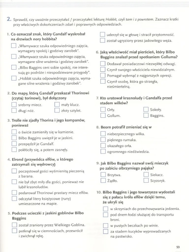 Hobbit Test Wiedzy PDF PDF