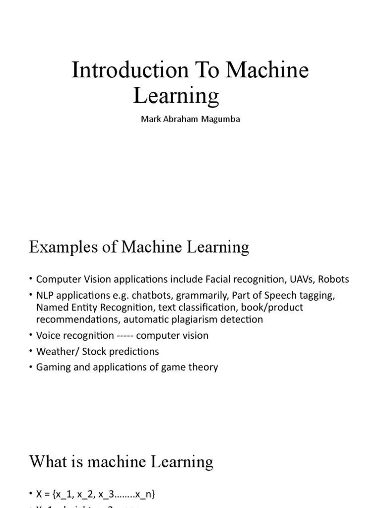 An Introduction to Machine Learning Concepts and the Machine Learning