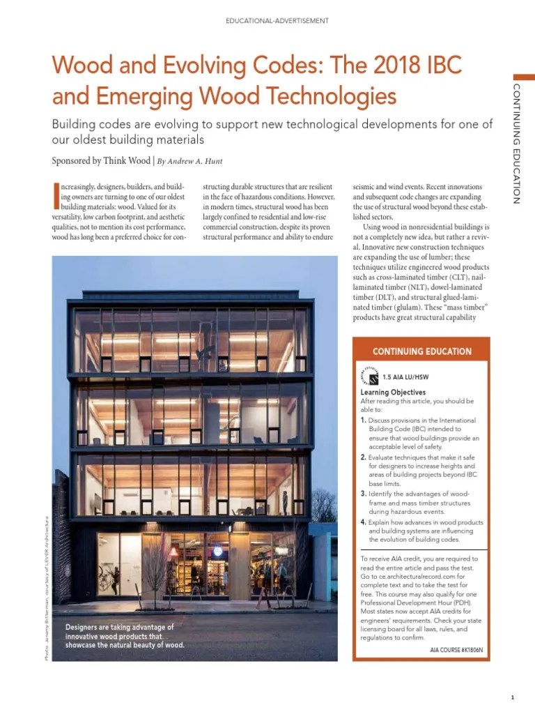 Reprint Ceu Thinkwood Wood Evolving Codes 2 PDF Lumber Framing