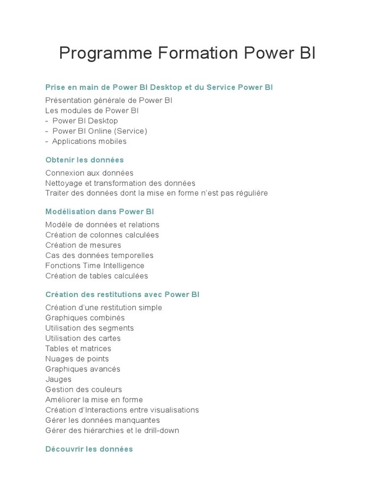 Programme Formation Power BI PDF