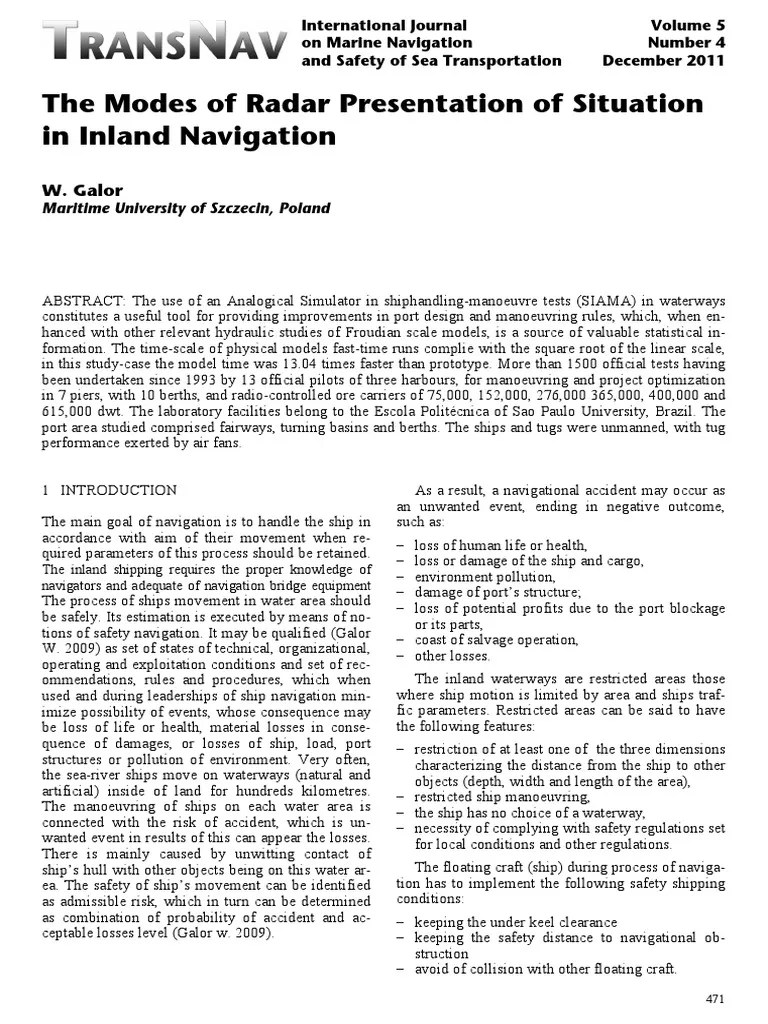 The Modes of Radar Presentation of Situation in Inland Navigation