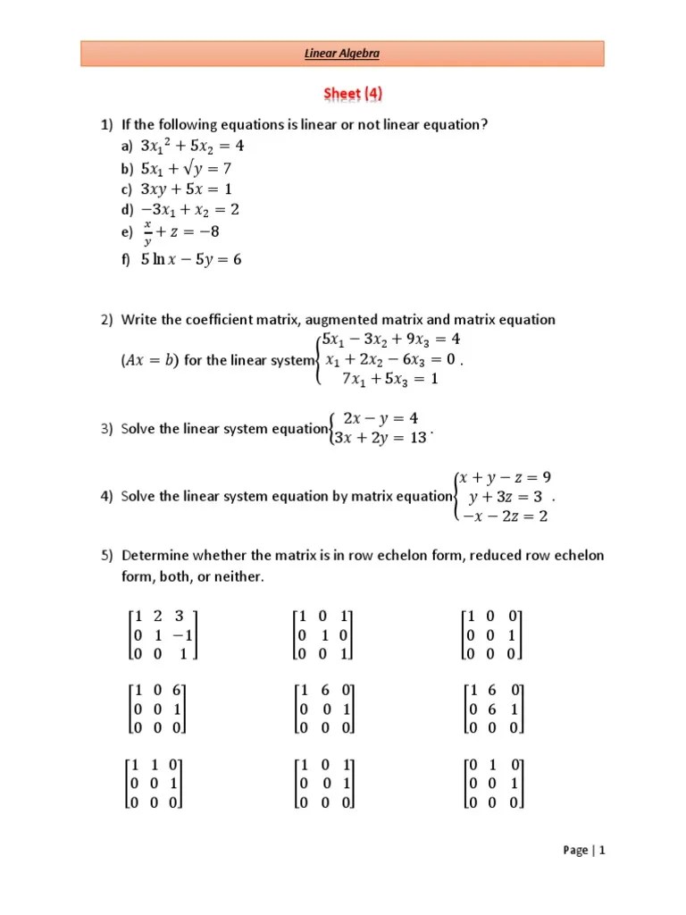 Sheet 4 PDF System Of Linear Equations Numerical Analysis