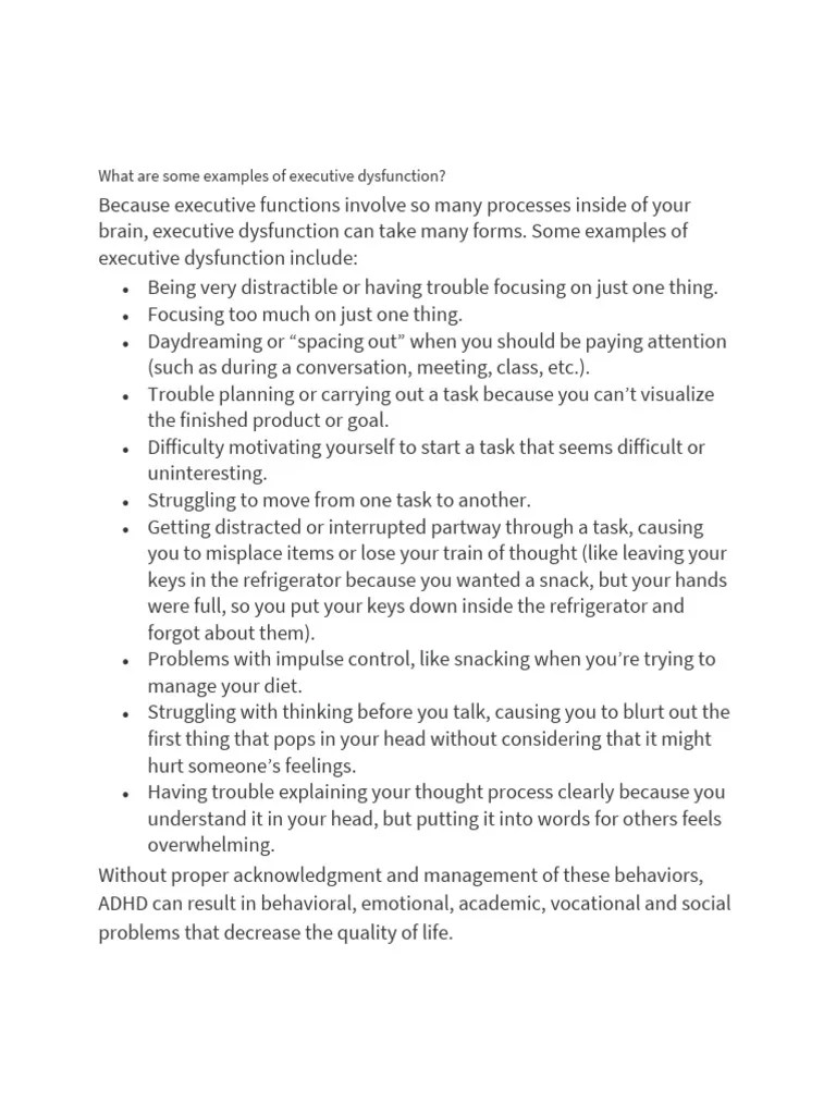 Executive Dysfunction PDF