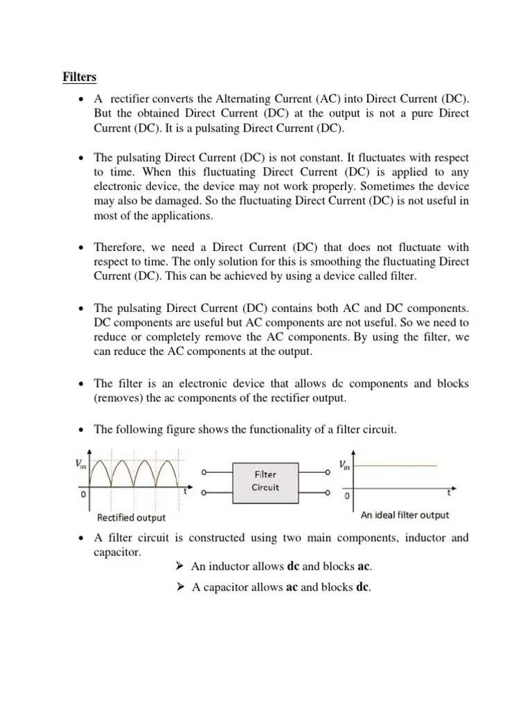 Filters in rectifier circuits PDF Rectifier Capacitor