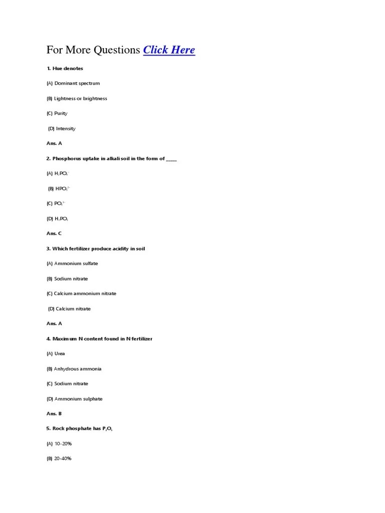 MCQ On Soil Science PDF