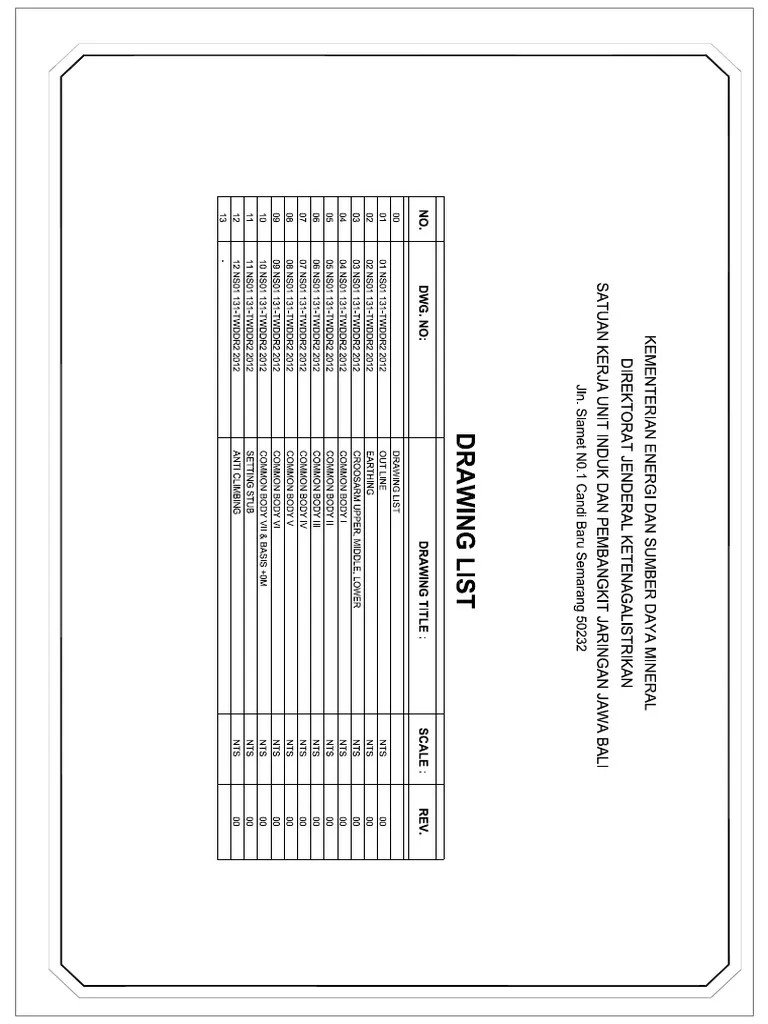 Drawing List PDF PDF