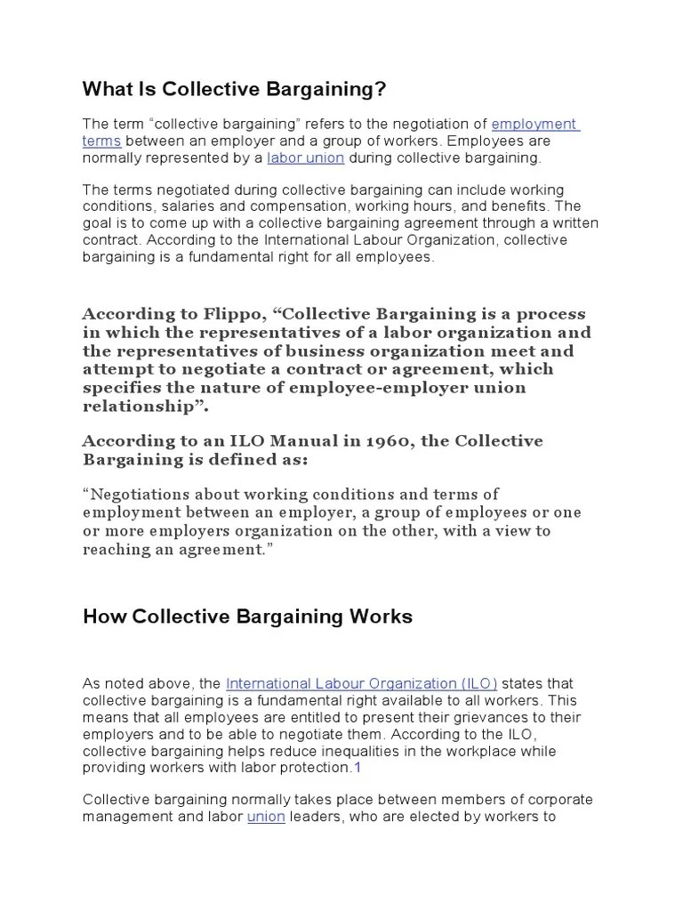 What Is Collective Bargaining PDF Collective Bargaining Employment