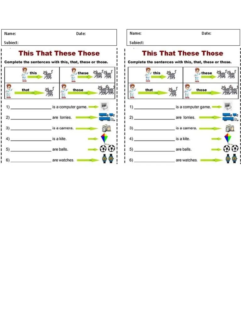 demonstrative worksheet | PDF