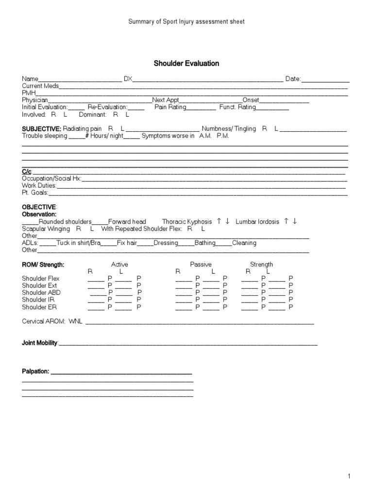 Shoulder Eval Form PDF