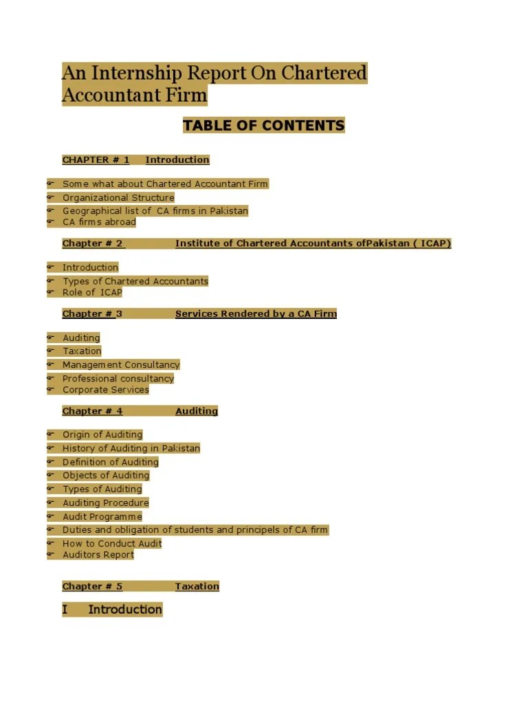 An Internship Report On Chartered Accountant Firm PDF Internal