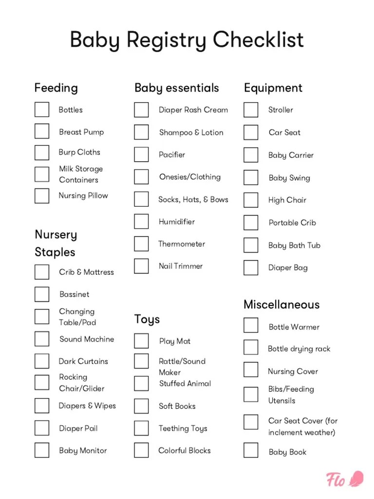 Baby Registry Checklist PDF