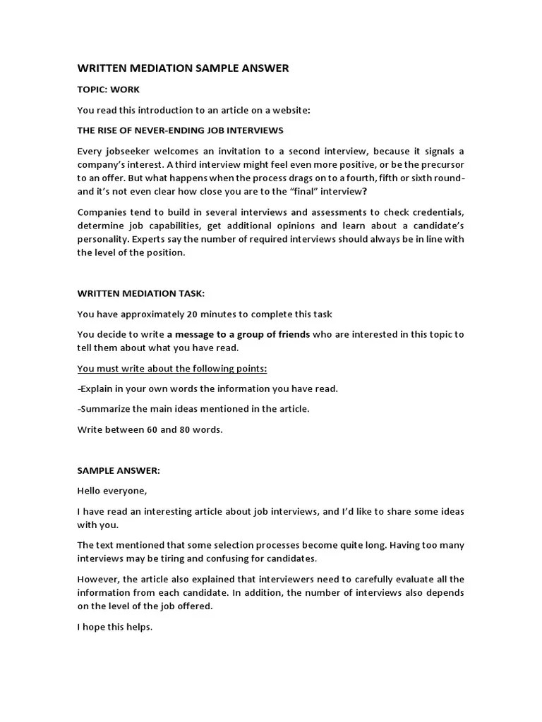 Written Mediation Sample PDF