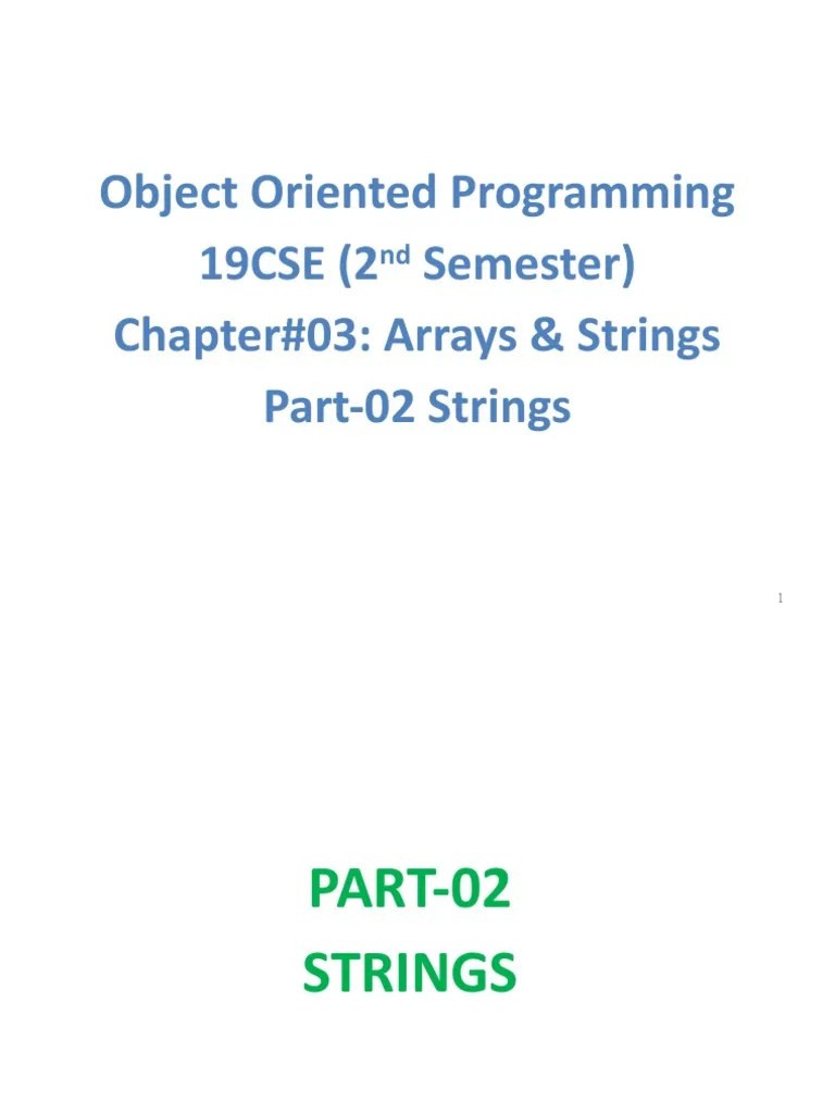 Chapter 03 Arrays & Strings Part02 Strings PDF String