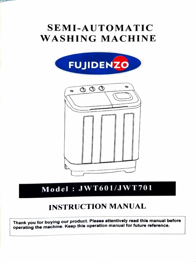 Fujidenzo Jwt701 SemiAuto Washing Machine PDF