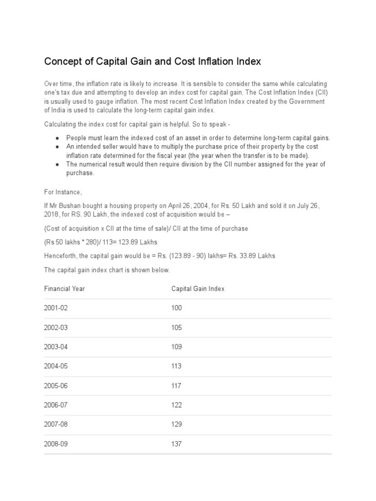 Capital Gains Index Numbers. PDF