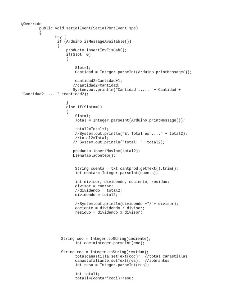 Codigo Java Contador Serial Port Event PDF