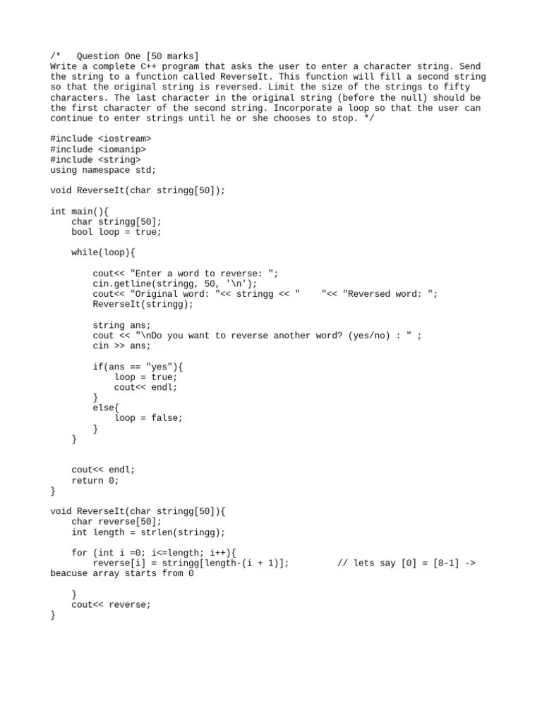 Reverse String On C++ PDF