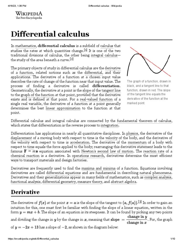 Differential Calculus Wikipedia PDF Differential Calculus