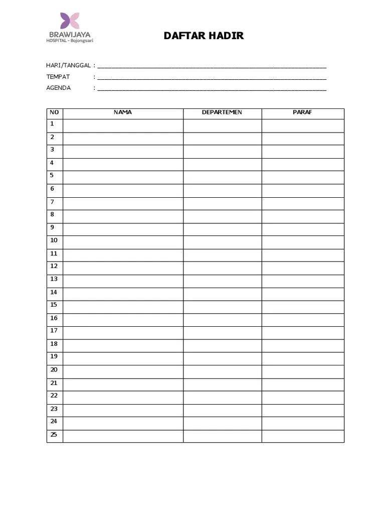 Form Daftar Hadir PDF