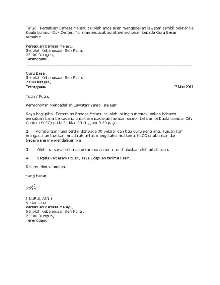 14 Contoh Karangan Surat Kiriman Rasmi Stpm