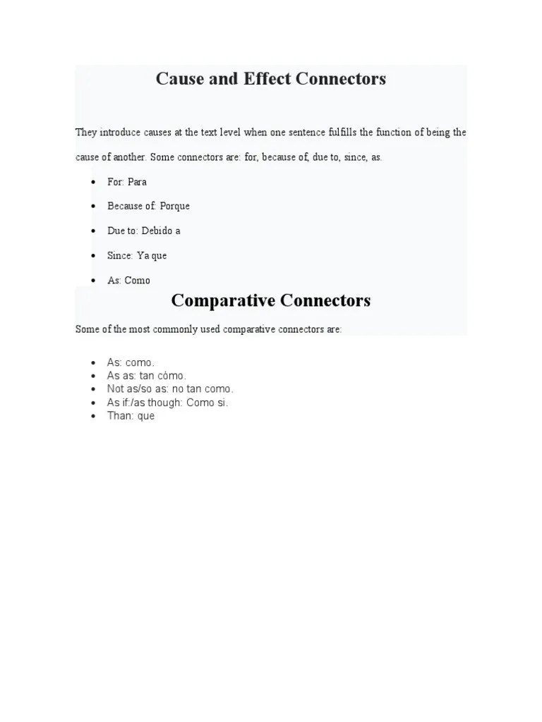 Cause and Effect Connectors PDF