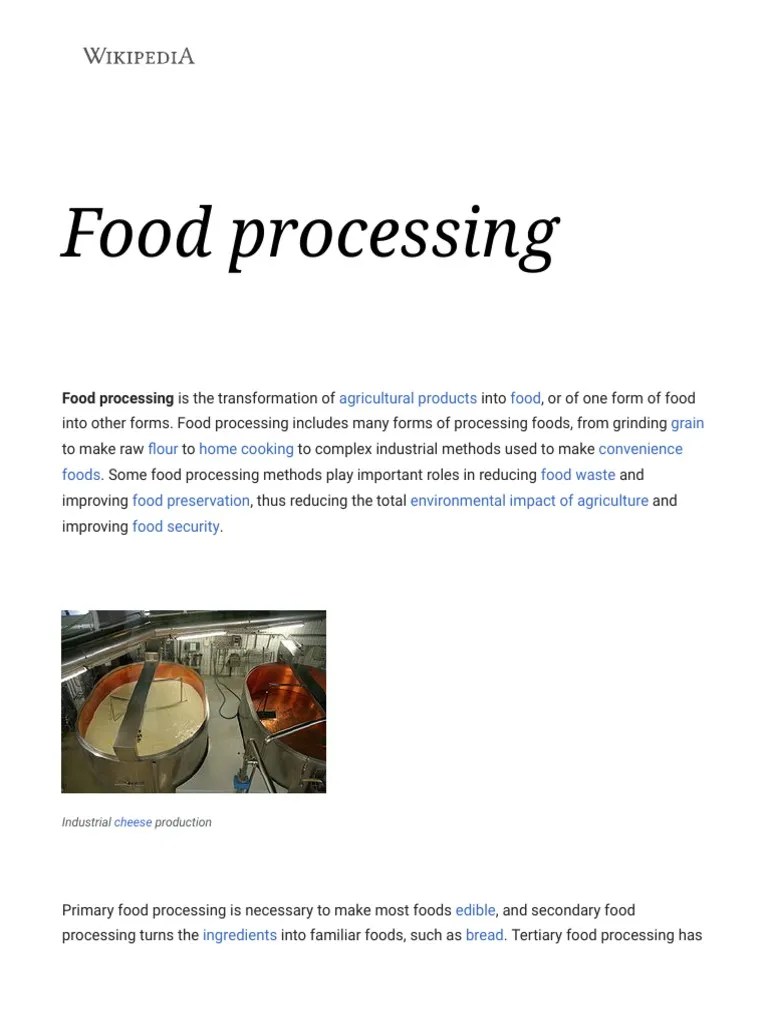 Food Processing Wikipedia PDF Food Processing Nutrition