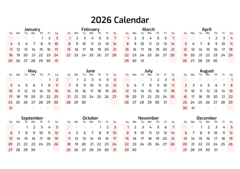 2026 Calendar PDF