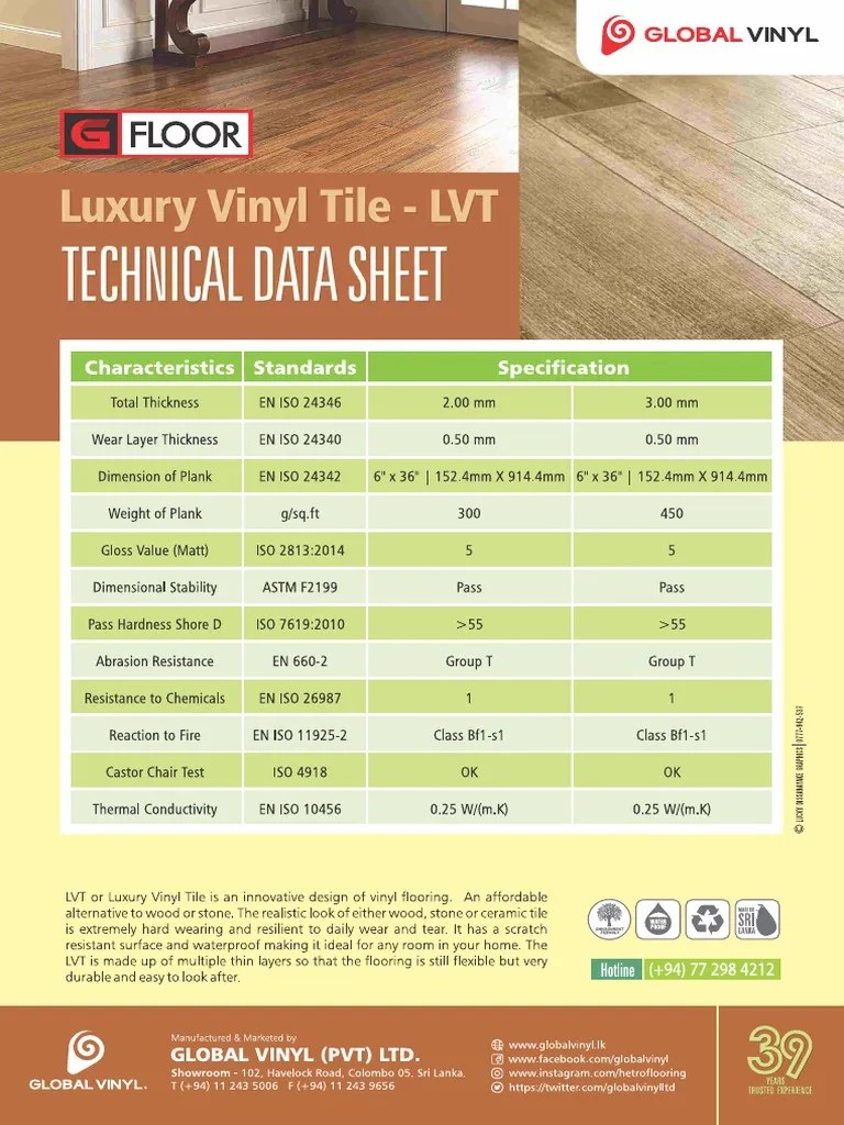 LVT Technical Data Sheet PDF