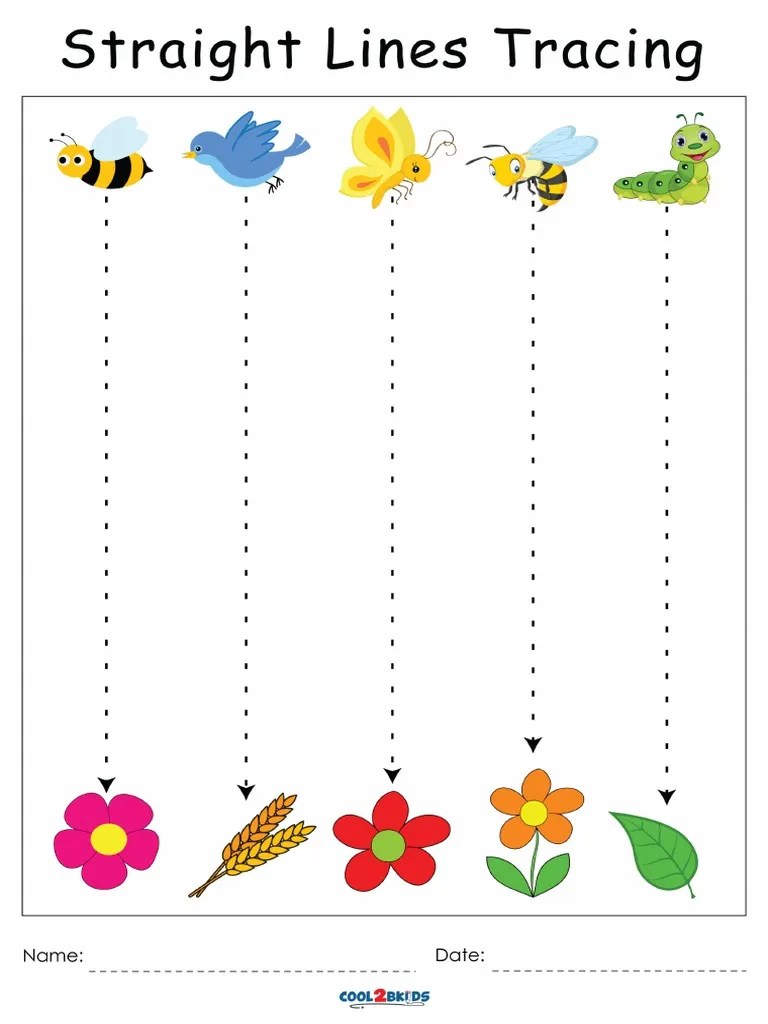 Tracing Straight Lines Worksheets PDF