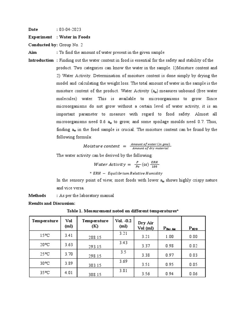 Water Lab Report PDF Water Chemistry