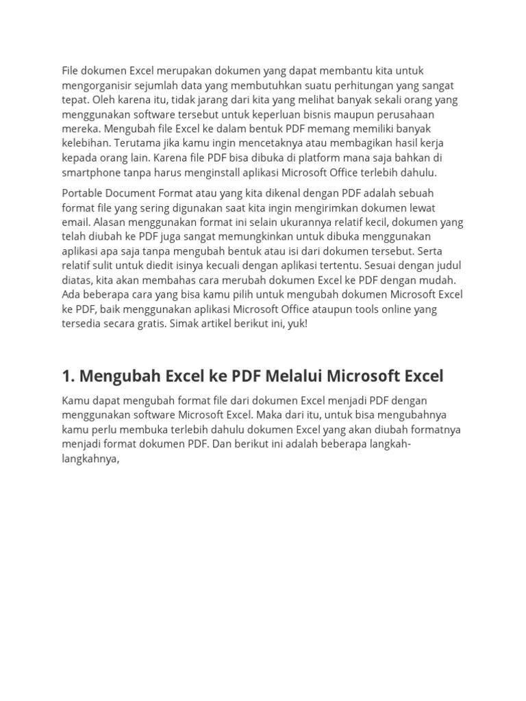 Panduan Mengubah Excel Ke PDF Dengan 4 Metode Mudah PDF