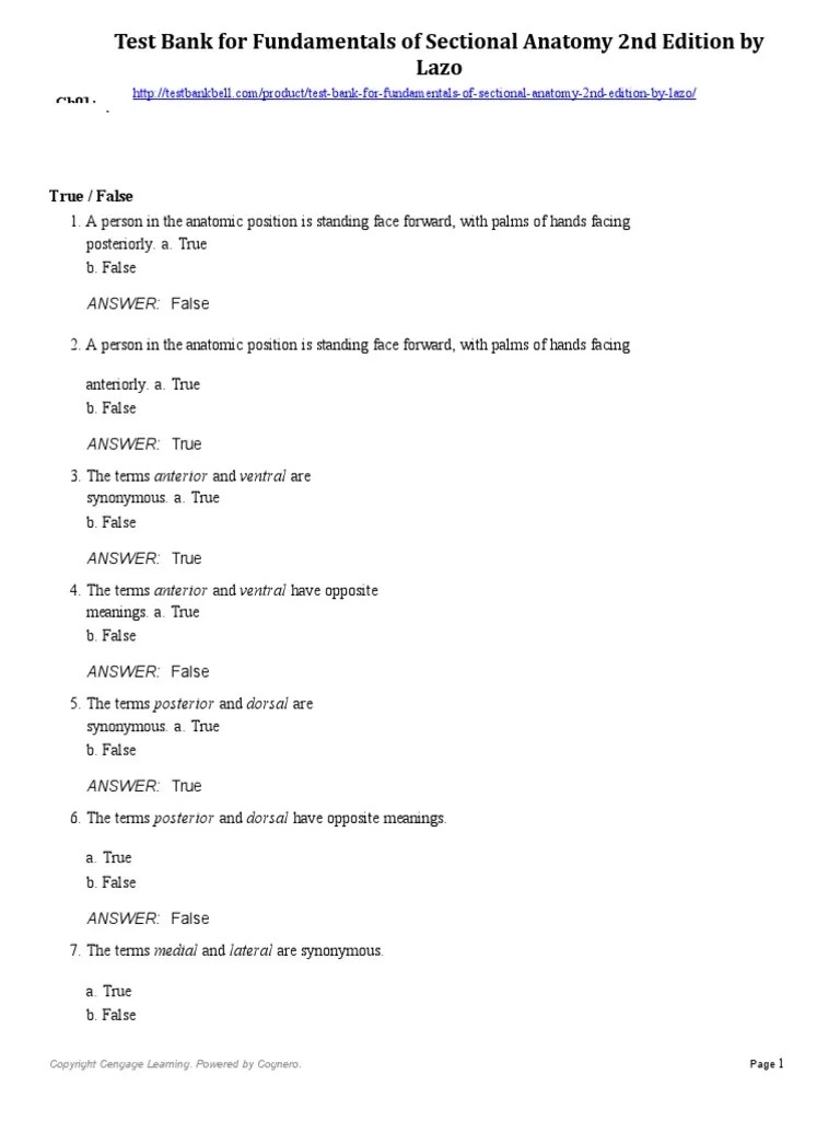 Fundamentals of Sectional Anatomy 2nd PDF Anatomical Terms Of