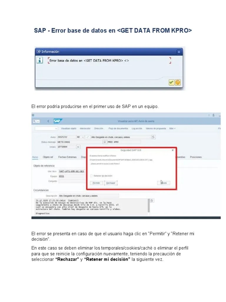 SAP Error Base de Datos en GET DATA FROM KPRO PDF