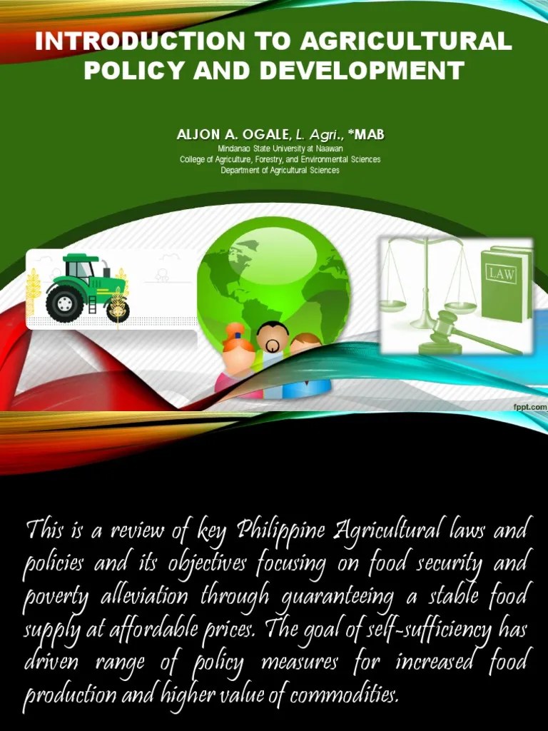 Introduction To Agricultural Policy and Development PDF Exports