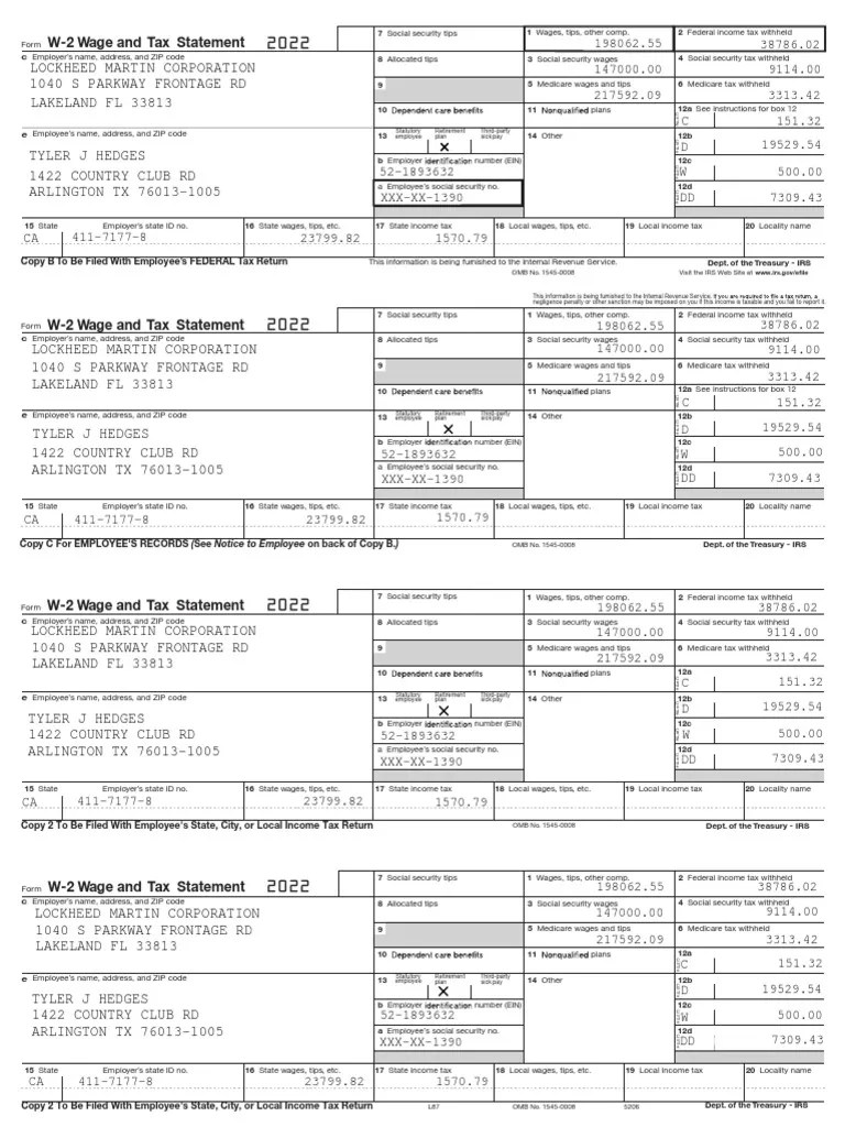 W2 Wage and Tax Statement This Information Is Being Furnished To The