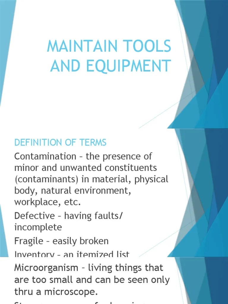 Maintain Tools and Equipment PDF