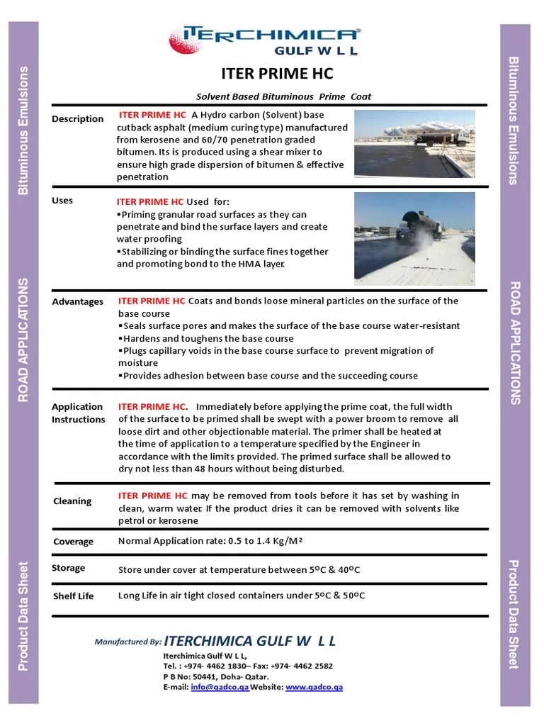 Prime Coat Product Data Sheet PDF Asphalt Materials