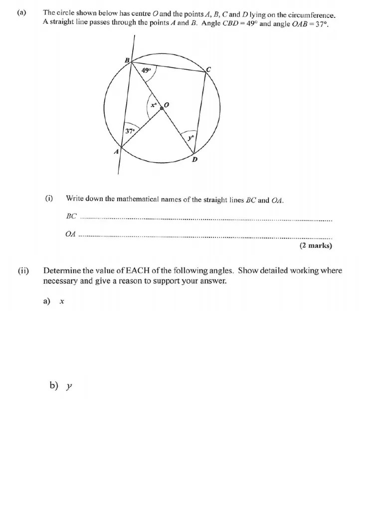 Circle Theorem Worksheet 1 PDF