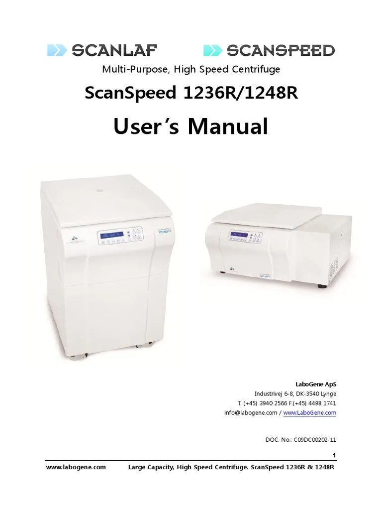 Instruction Manual ScanSpeed 1236R and 1248R Refrigerated Centrifuges