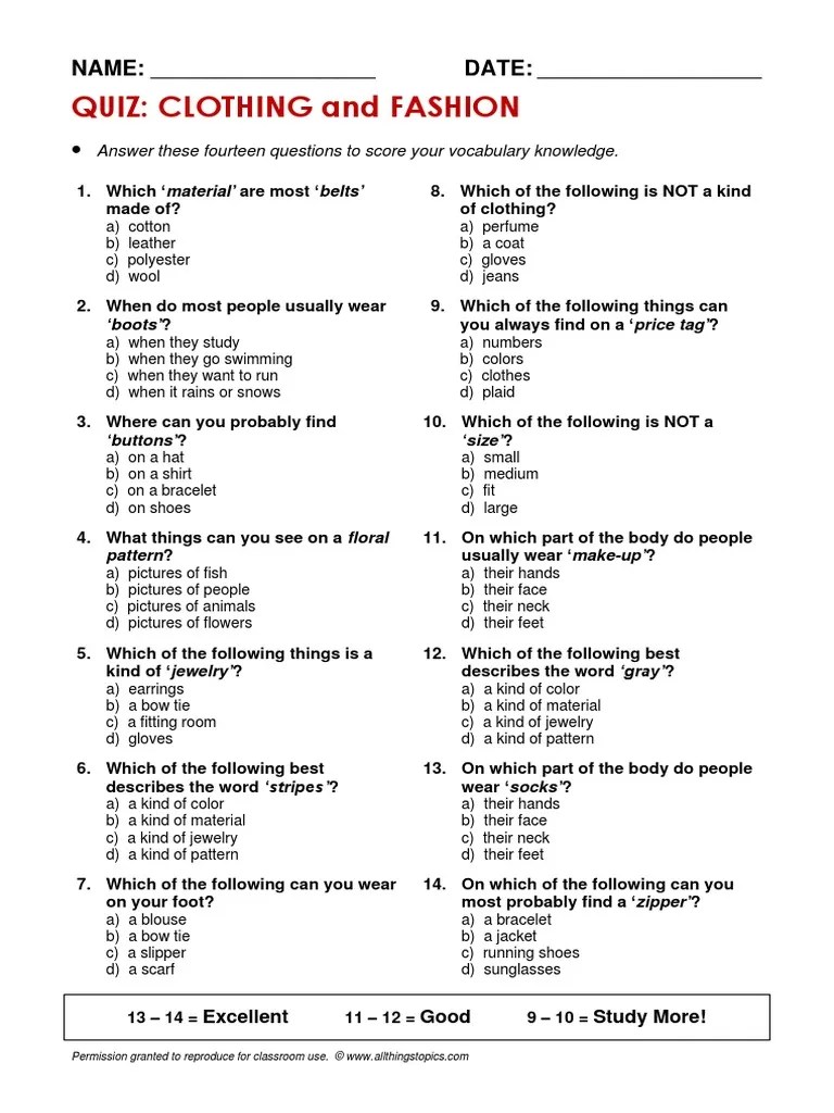 Quiz Clothing Youtube PDF Clothing Consumer Goods