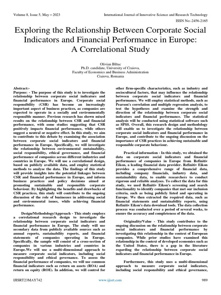 Exploring The Relationship Between Corporate Social Indicators and