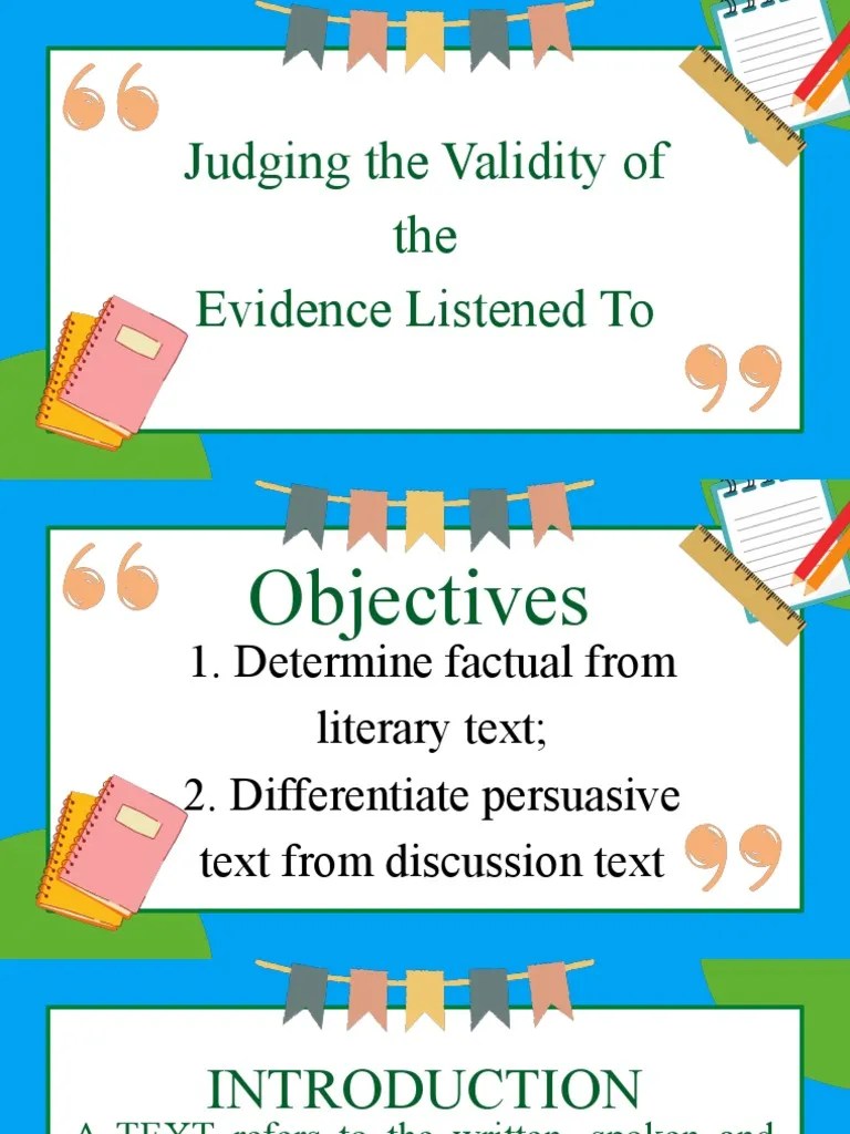 Evaluating Evidence Validity in Texts PDF Argument Evidence