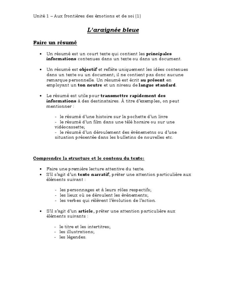 Faire Un Résumé PDF
