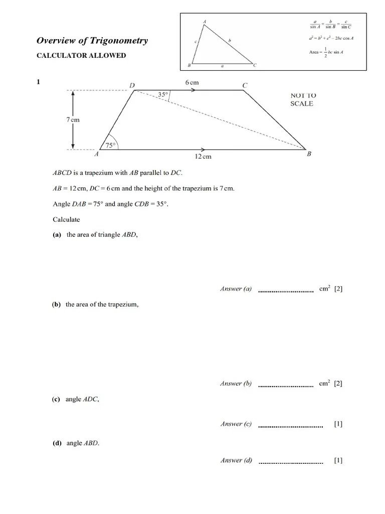 IGCSE Maths Overview of Trigonometry PDF