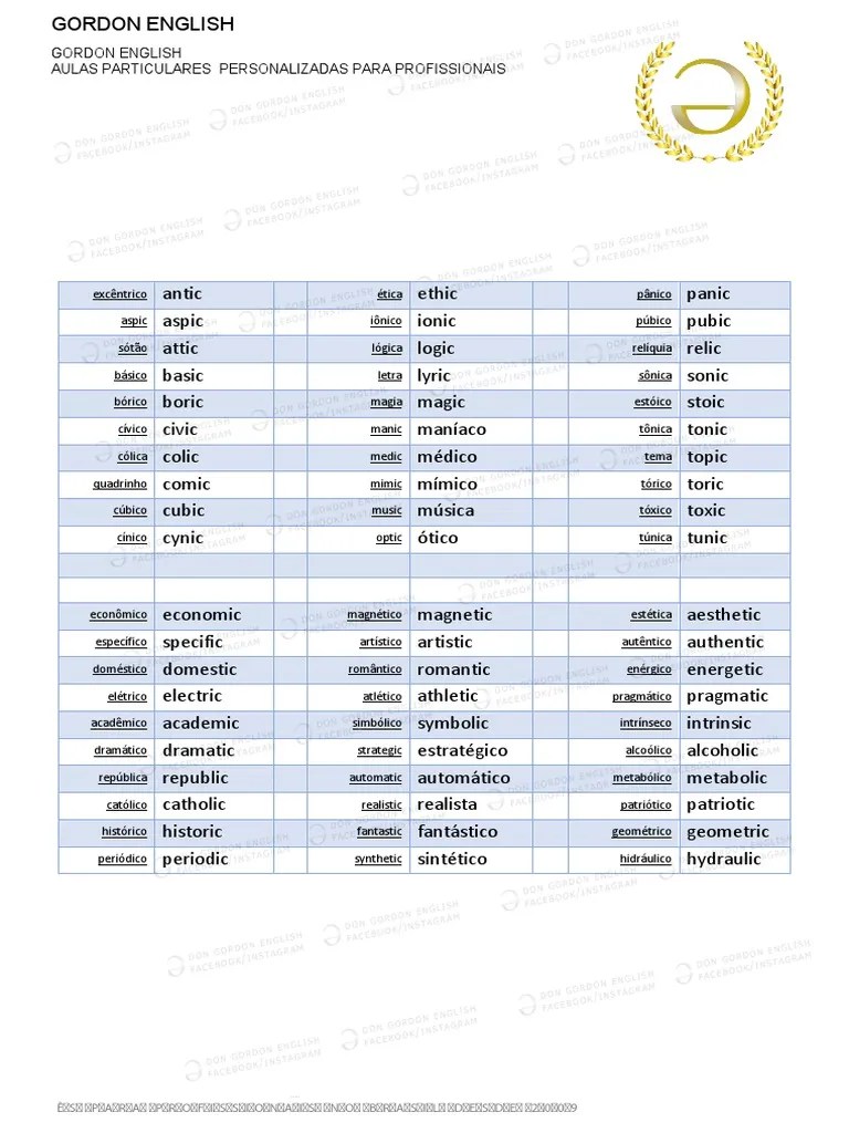 Words Ending With IC | PDF