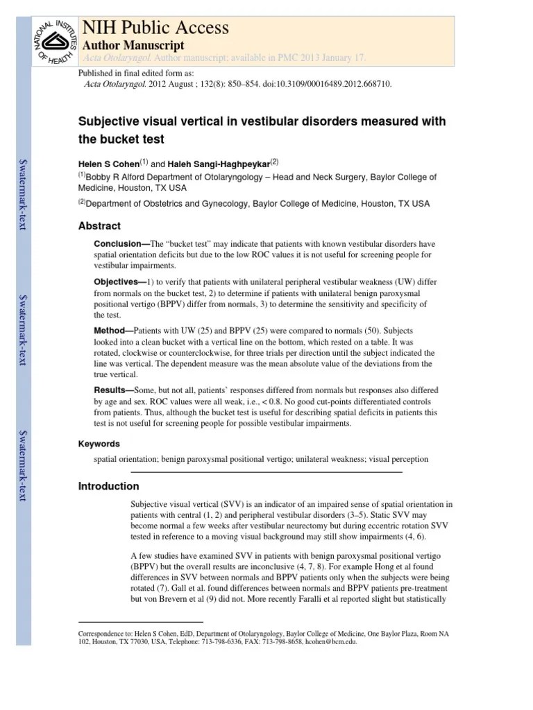Subjective Visual Vertical in Vestibular Disorders Measured With The