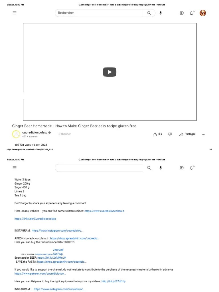 (7237) Ginger Beer Homemade How to Make Ginger Beer easy recipe gluten free YouTube PDF