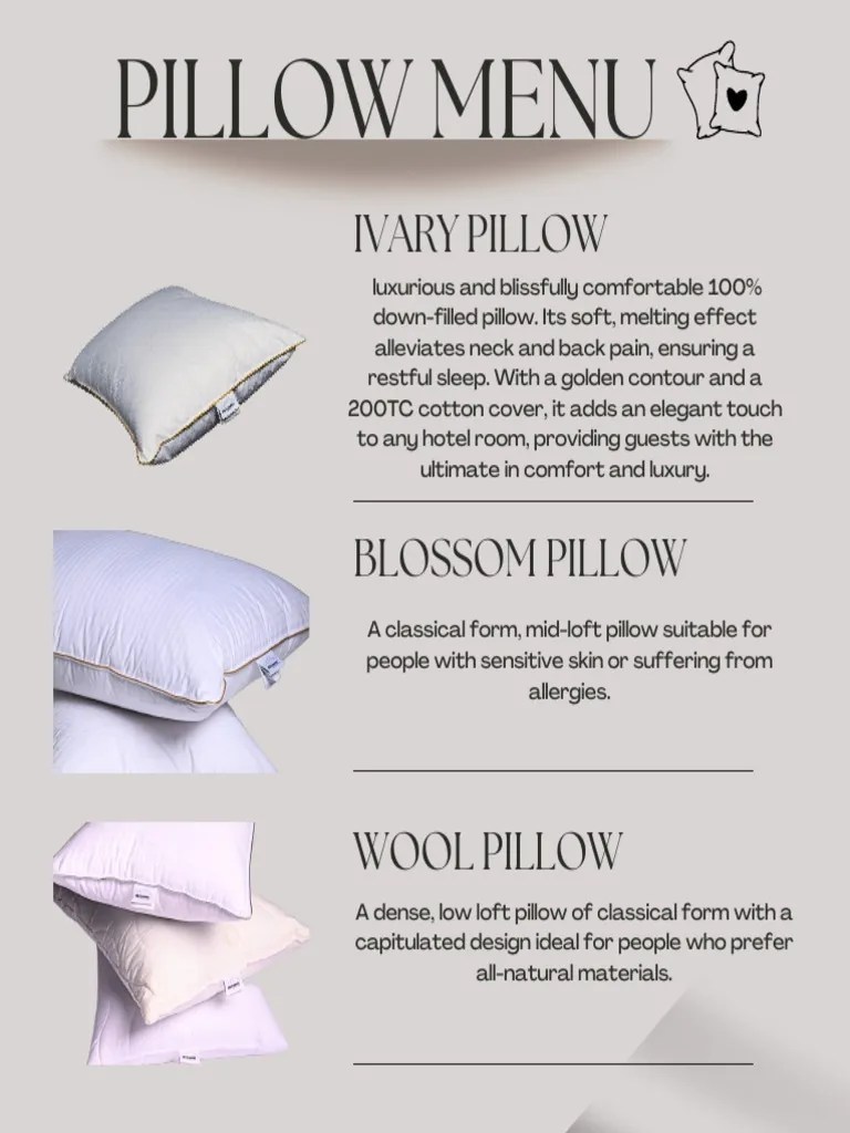 Pillow Menu PDF